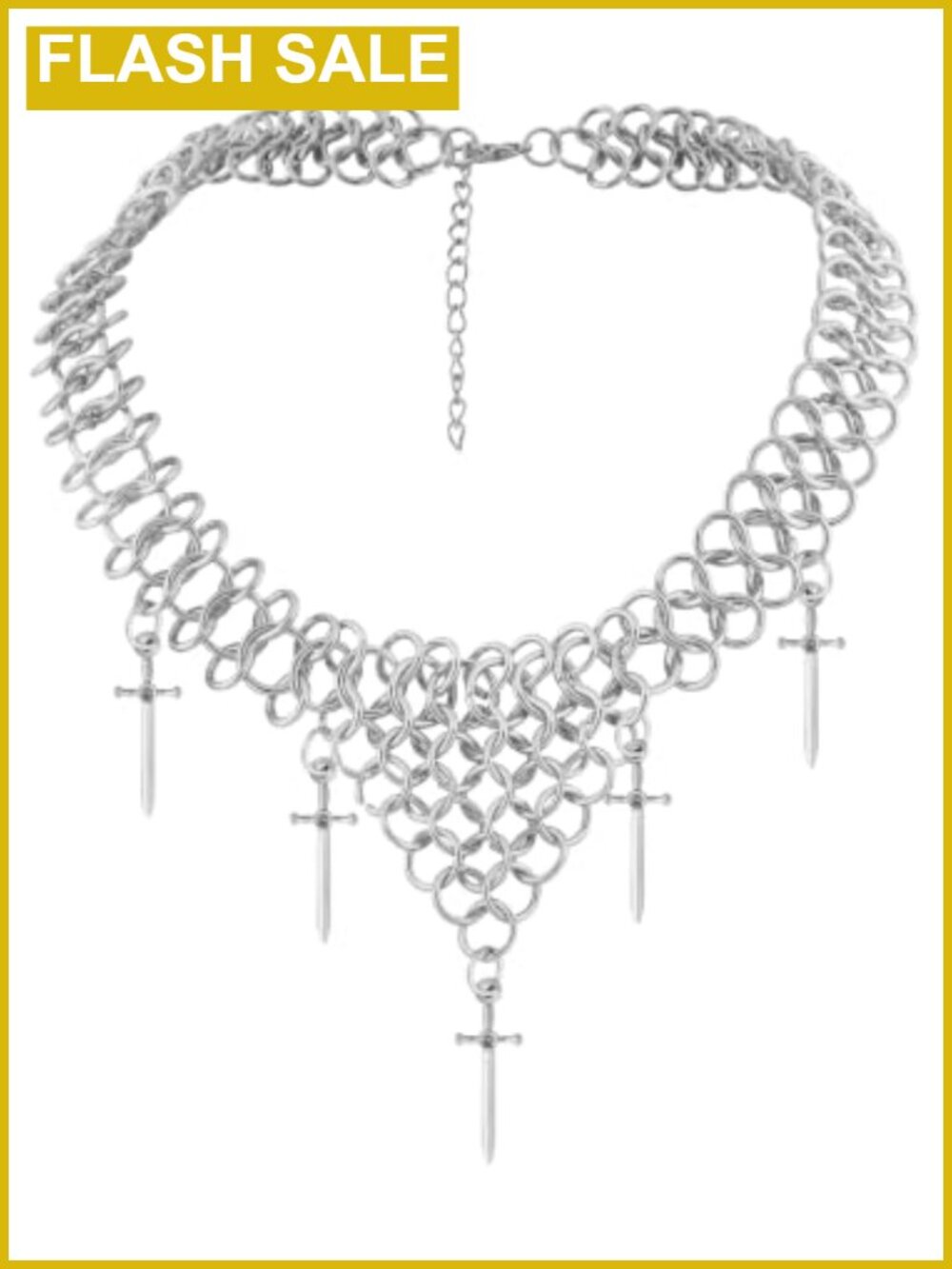Sacina Silver-tone Sword Choker Gothic Emo Punk Grunge Y2K Necklace